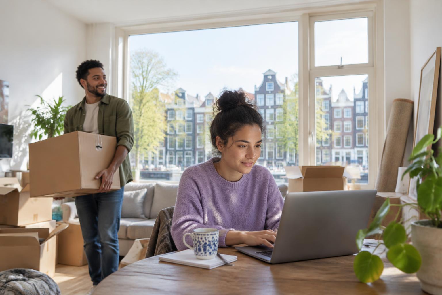 Een Nederlands gezin verhuist naar een nieuw huis